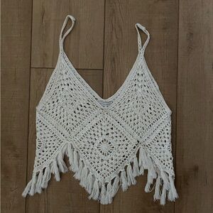 American Eagle Crochet Fringe Top